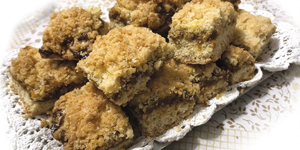 Masitas de dulce de leche con streusel de coco