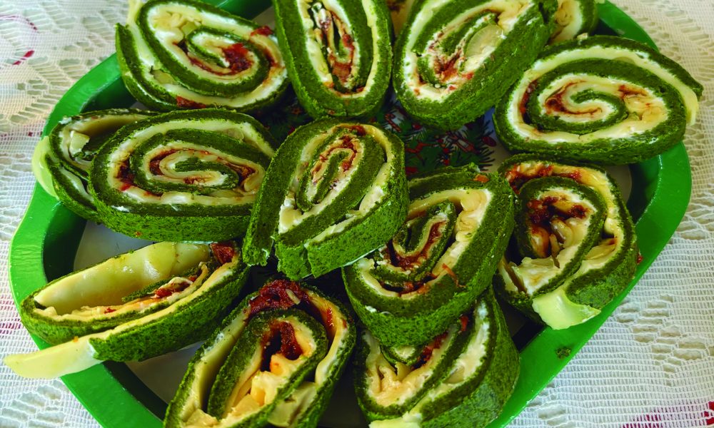 Pionono o Rolls de espinaca con rellenos salados