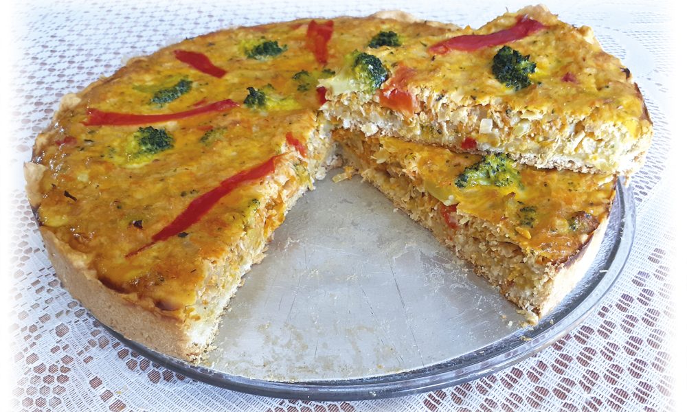 Tarta de pollo y brócoli con un toque de avena en la masa