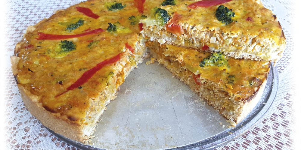 Tarta de pollo y brócoli con un toque de avena en la masa