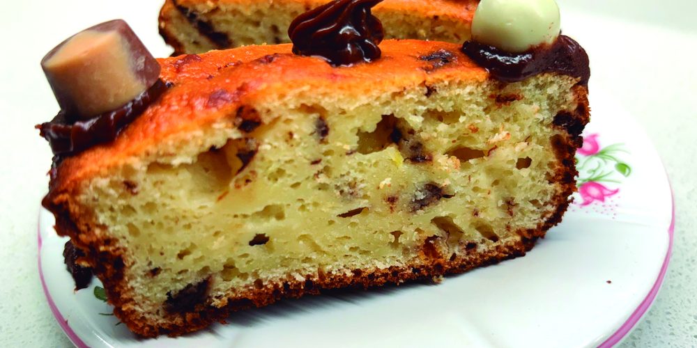 Savarín de manzanas y chocolate